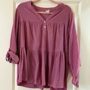 Dolan Dusty Rose Peplum Blouse